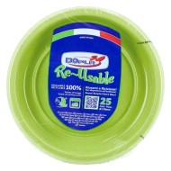 Piatti  di plastica  piani Dopla verde acido 22 cm